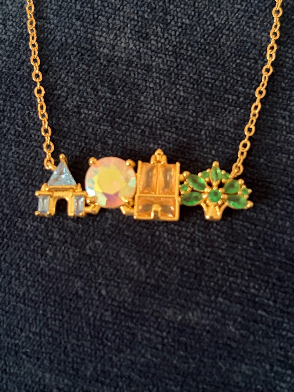 Beautiful! WDW necklace symbolizing four Disney World park icons BONUS ring